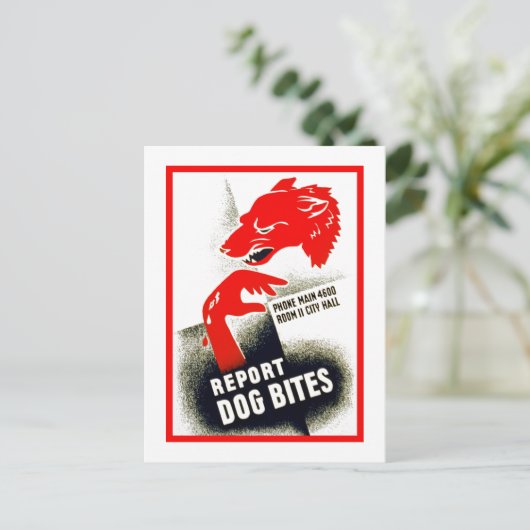 Dog Bites melden Postkarte (Stehend Vorderseite)