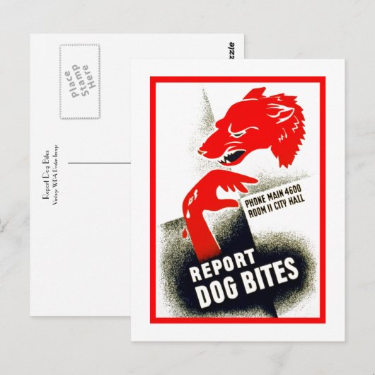 Dog Bites melden Postkarte (Vorne/Hinten)