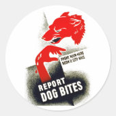 Dog Bites melden Runder Aufkleber (Vorderseite)
