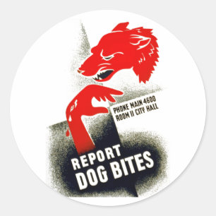 Dog Bites melden Runder Aufkleber