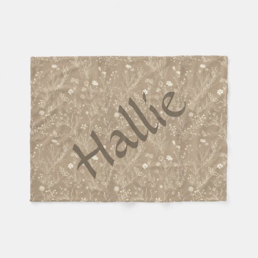Dog Blanket - Brown Botanical, Personalized Fleecedecke (Vorderseite (Horizontal))