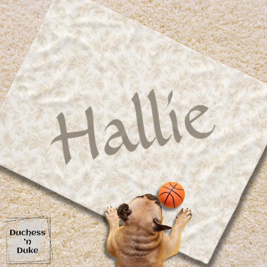 Dog Blanket - Ivory Botanical, Personalized Fleecedecke
