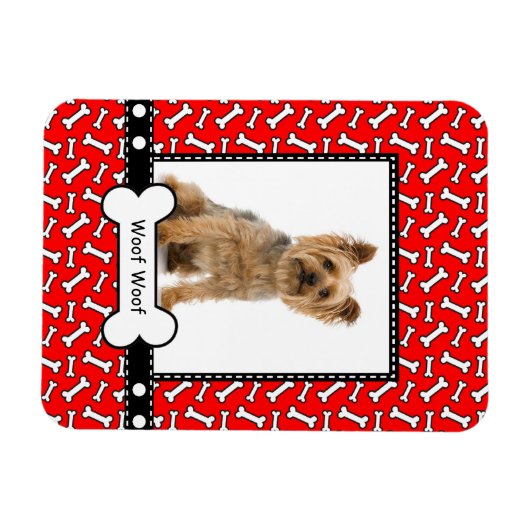 Dog Bone Custom Puppy Portrait Frame Magnet (Horizontal)