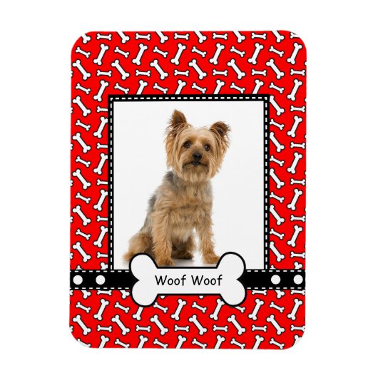 Dog Bone Custom Puppy Portrait Frame Magnet (Vertikal)
