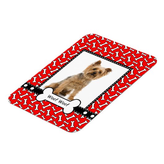Dog Bone Custom Puppy Portrait Frame Magnet (Linke Seite)