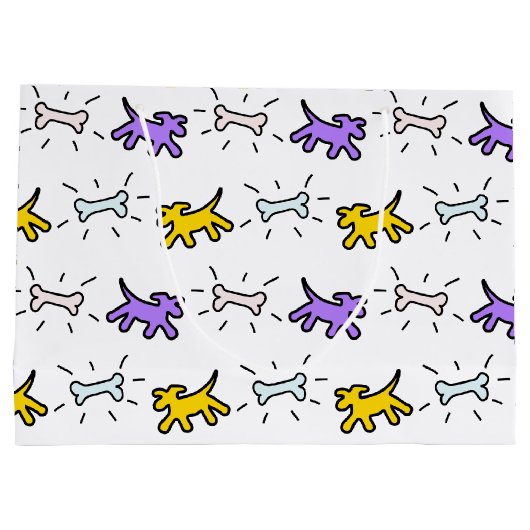 Dog Bone Graffiti Style Auswahl Farbe L Geschenkbe Große Geschenktüte (Rückseite)