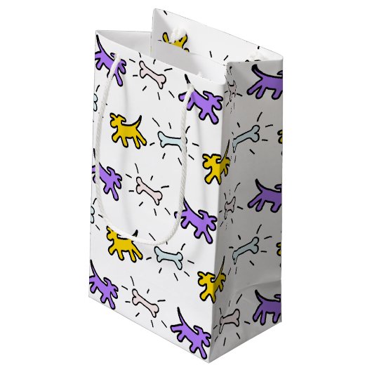 Dog Bone Graffiti Style Auswählen Farbe S Geschenk Kleine Geschenktüte (Rückseite Schrägansicht)