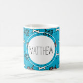 Dog Bone Graffiti Style Personalisierter Name Blue Kaffeetasse (Mittel)