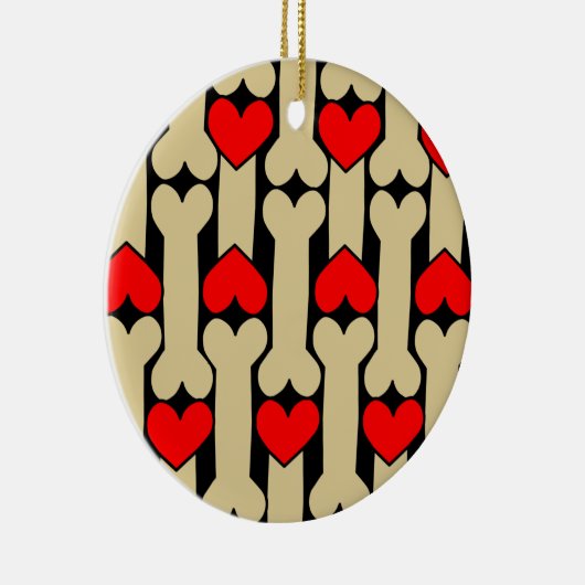 Dog Bone Hearts Keramik Ornament (Rechts)