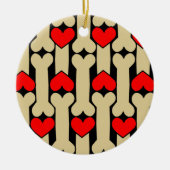 Dog Bone Hearts Keramik Ornament (Vorne)