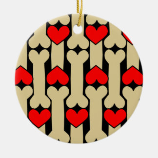 Dog Bone Hearts Keramik Ornament