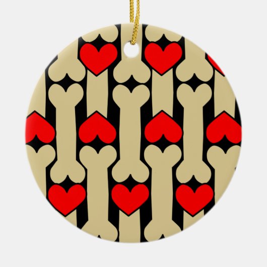 Dog Bone Hearts Keramik Ornament (Vorne)