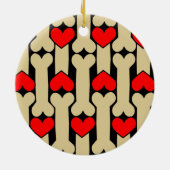 Dog Bone Hearts Keramik Ornament (Hinten)
