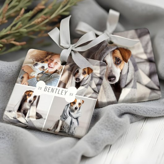 Dog Bone Modernes Vier Foto Pet Collage Keramikornament