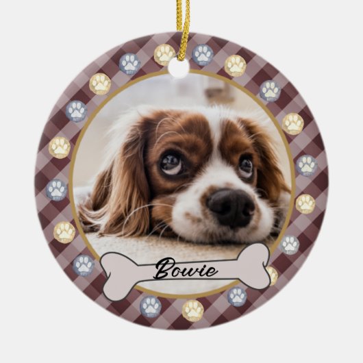 Dog Bone Name Paws Christmas | Keramik Ornament (Vorne)