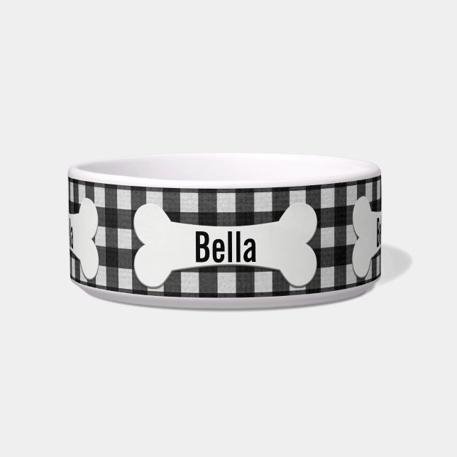 Dog Bone on Gingham Bowl Napf (Vorderseite)
