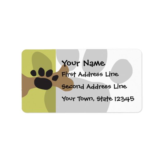 Dog Bone & Paw Print Adressaufkleber (Vorne)