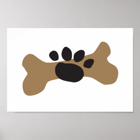 Dog Bone & Paw Print Poster (Vorne)