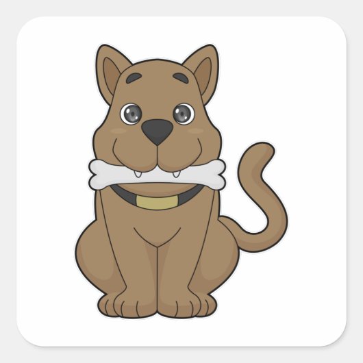 Dog Bone Quadratischer Aufkleber (Vorderseite)