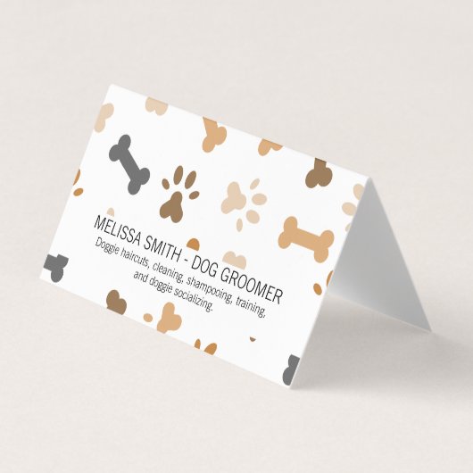 Dog Bone und Paw Prints Visitenkarten (Vorderseite)