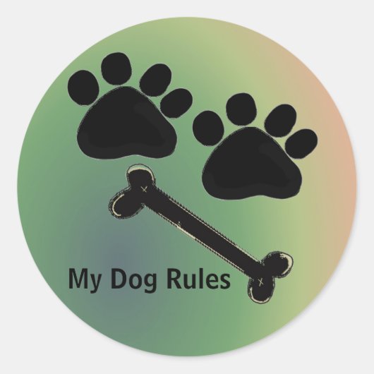 Dog Bone und Paws Runder Aufkleber (Vorderseite)