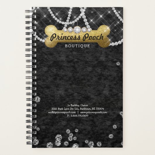 Dog Bone Vet Groomer Crush Velvet Gold Ernennung Planer (Vorderseite)