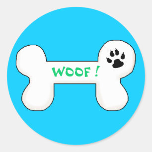 Dog Bone Woof Funny Pet Runder Aufkleber
