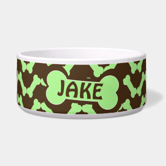 Dog Bone Zigzag Muster mit Name Napf