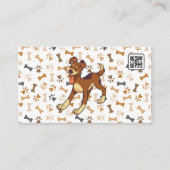 Dog Bones Paws Muster | Happy Doggie | QR-Code Visitenkarte (Vorderseite)