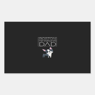 Dog Boston Terrier Dad  Mens  I Love Cute Funny Rechteckiger Aufkleber