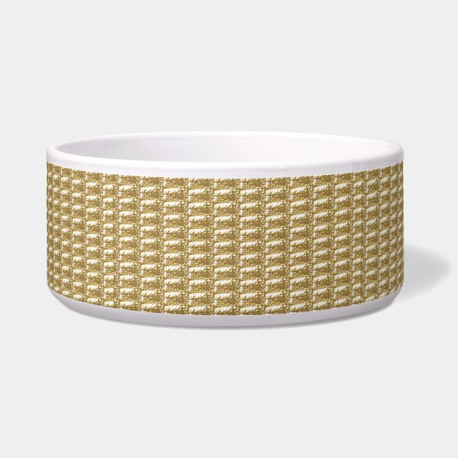 Dog Bowl Gold Ribbed Kleine Band Napf (Vorderseite)