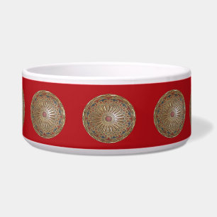 Dog Bowl Morrocon Beauty on Red Napf