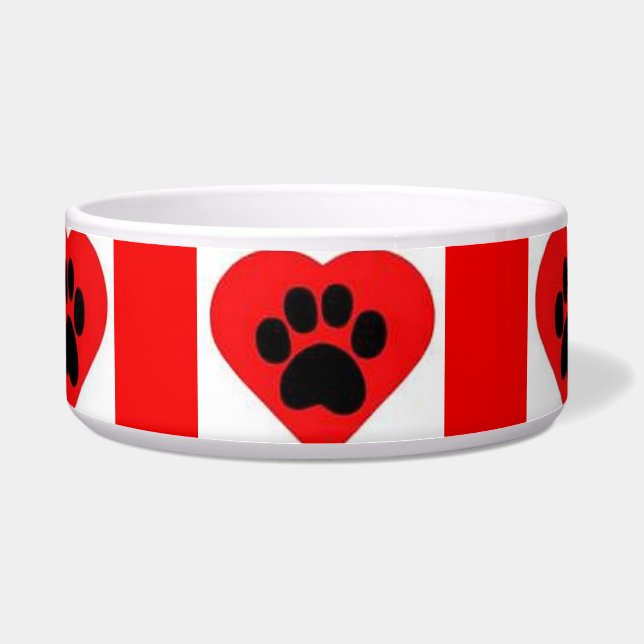 Dog Bowl Red Paw Herz Napf (Vorderseite)