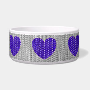 Dog Bowl Silver Lila Heart Glitzer Napf