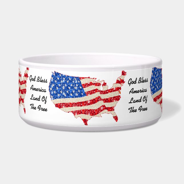 Dog Bowl USA Flag Gott segne Amerika Napf (Vorderseite)