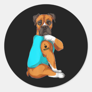 Dog Boxer I Liebe Mama Tattoo Apparel Dog Mama Ges Runder Aufkleber