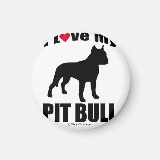 "DOG BREED" - PIT BULL - "I LIEBE my PIT BULL" Magnet (Vorne)