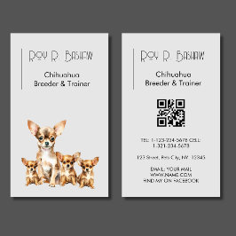 Dog Breeder Trainer Chihuahua Animals QR Code  Visitenkarte