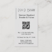 Dog Breeder Trainer German Shepherd Puppy QR Code Visitenkarte (Rückseite)