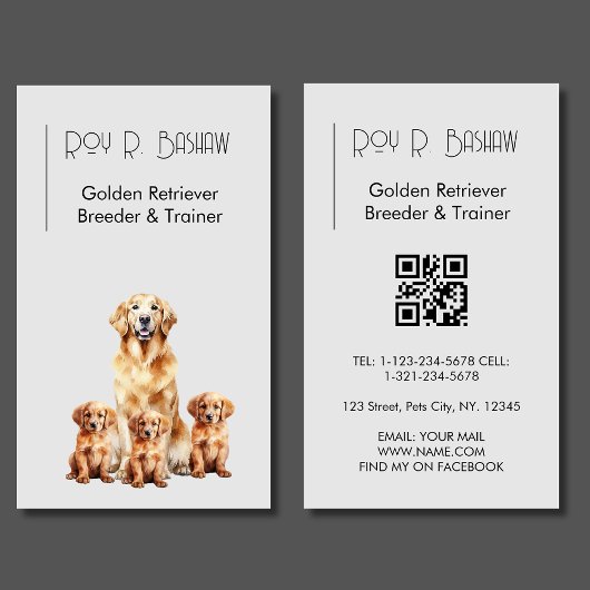 Dog Breeder Trainer Golden Retriever QR Code Visitenkarte