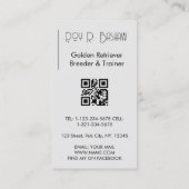 Dog Breeder Trainer Golden Retriever QR Code Visitenkarte (Rückseite)