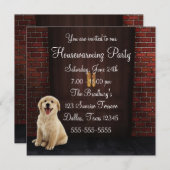 Dog Brick Wall Housewarming Party Einladung (Vorne/Hinten)