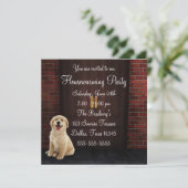 Dog Brick Wall Housewarming Party Einladung (Stehend Vorderseite)