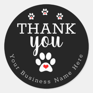 Dog Business, Dog Paw Print Danke Stickers