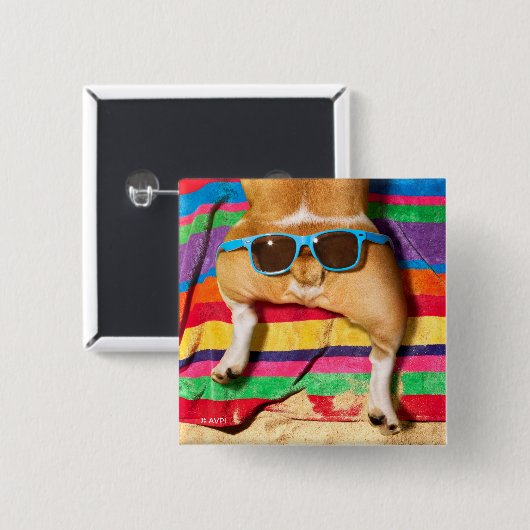 Dog Butt With Sunglasses Button (Vorne & Hinten)