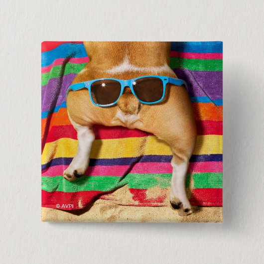 Dog Butt With Sunglasses Button (Vorderseite)