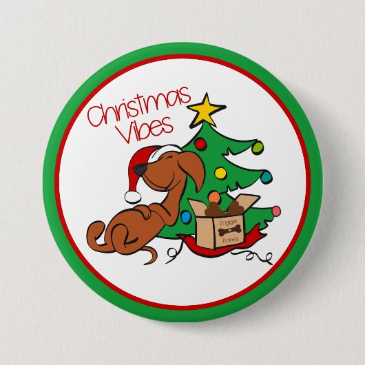 Dog Button "Christmas Vibes Dackel" (Vorderseite)