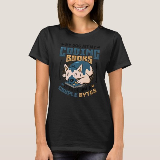 Dog Bytes Code Computerspiel Programmierung 3 T-Shirt (Vorderseite)