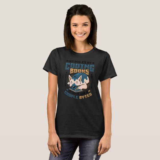 Dog Bytes Code Computerspiel Programmierung 3 T-Shirt (Vorne ganz)