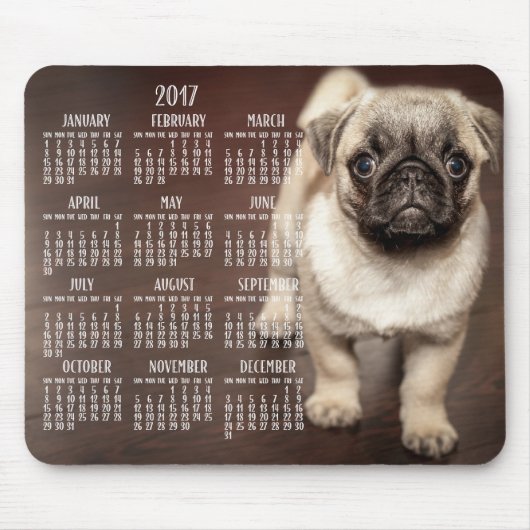Dog Calendar 2017 Maus Pad Niedliche Welpe Mousepad (Vorne)